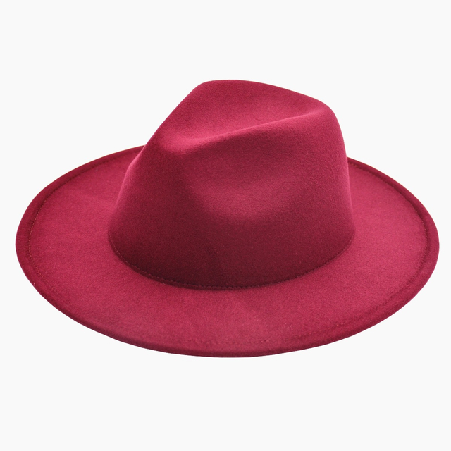 Women Wide Brim Fedora Hat lana Festival de música de color sólido Fashion Panamá fieltro Fedora Sombreros