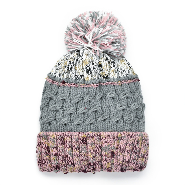 Pelota de piel de invierno sombreros mujeres tejidos gorro 