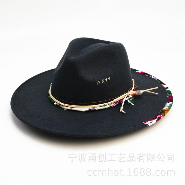 Estilo de moda Banda hecha a mano Winter Winter Autumn Vintage Fedora Hat Big Wide Brim Inglaterra Sombreros formales
