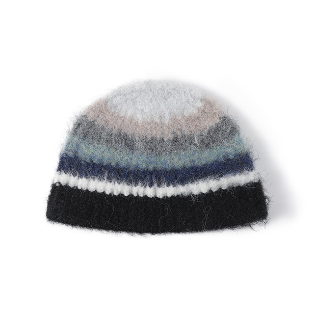 Fashion Women Winter Warm Histury Gatting Histón personalizado Fuzzy Bucket Hatbow Rainbow