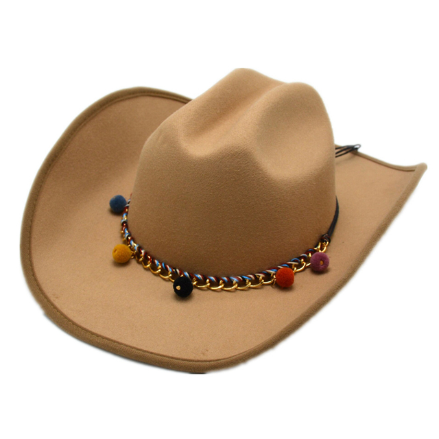 Sombrero de vaquero plano Mujeres Mujeres de la fiesta Borre ancho se sentía Western Cowboy Sombrero