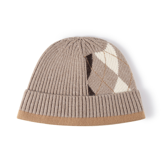 Sombrero de tejido de estilo universitario patrón de rhobus elegante otoño vintage estilo británico estilo versátil